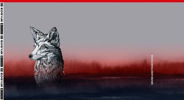 French Terry Panel Wolfsgesicht Rot ca. 88 cm Sunset Serie by Thorsten Berger von Swafing